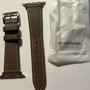 Brown Leather Watch Band Strap for Apple Watch 42444549mm Classic Buckle